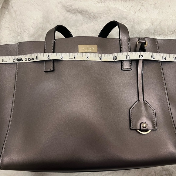 Kate Spade Gun Metal Tote Purse. 100% Cow Leather. - Picture 8 of 10